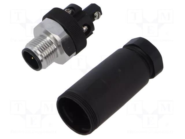 Connector: M12; male; 713; 60V; IP67; for cable; screw terminal BINDER 99-0437-282-05