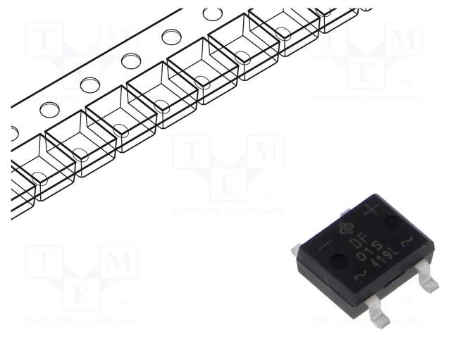 Bridge rectifier: single-phase; Urmax: 100V; If: 1A; Ifsm: 30A; DFS VISHAY DF01S-E3/77