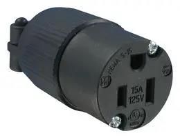 MAINS PLUG, NEMA 5-15R, 15A, 125VAC, BLK Q-712