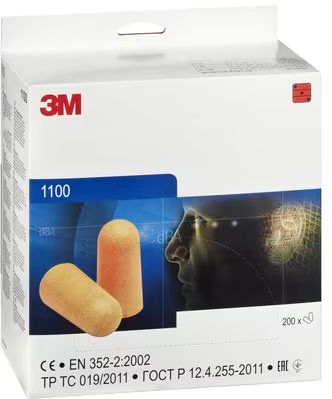 3M™ vienkartiniai ausų kištukai, serija 1100, dėžutė 200 porų 1100 04001895874819; 4001895874819