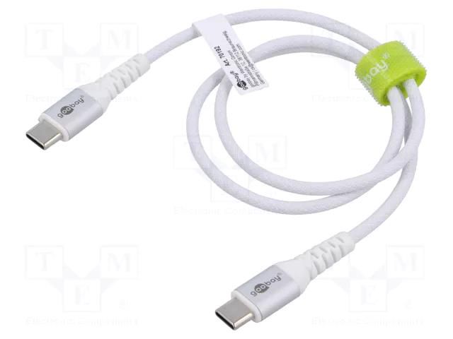 Cable; USB 2.0; USB C plug,both sides; 0.5m; white; 0.48Gbps; 60W Goobay GOOBAY-70192