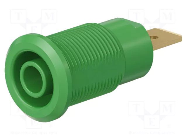 Connector: 4mm banana; socket; 32A; 1kV; Cutout: Ø12.2mm; green STÄUBLI BI-SLB4-F6.3-25