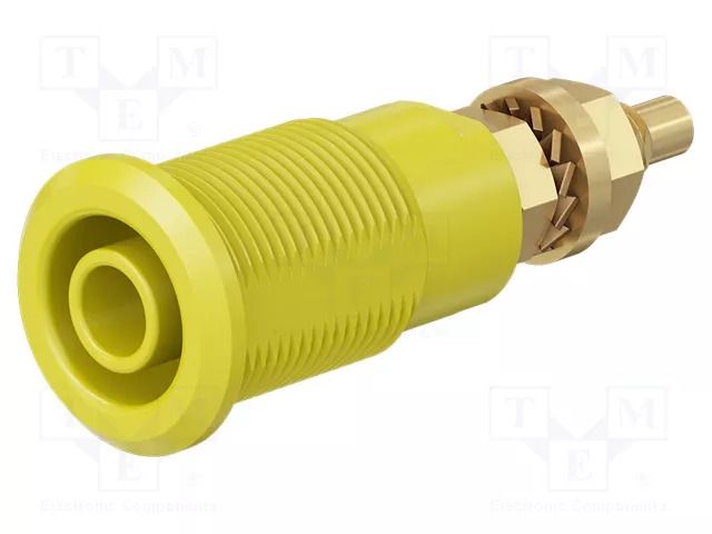 Connector: 4mm banana; socket; 32A; yellow; gold-plated STÄUBLI BI-SLB4-G-24