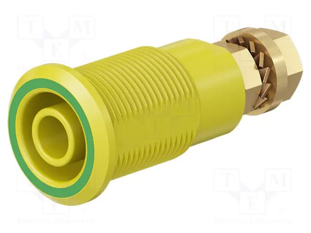 Connector: 4mm banana; socket; 32A; yellow-green; gold-plated STÄUBLI BI-SLB4-GK-20