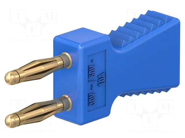 Connector: 2mm banana; stackable safety shunt; 10A; blue; 30.4mm STÄUBLI KS2-6L/A-23