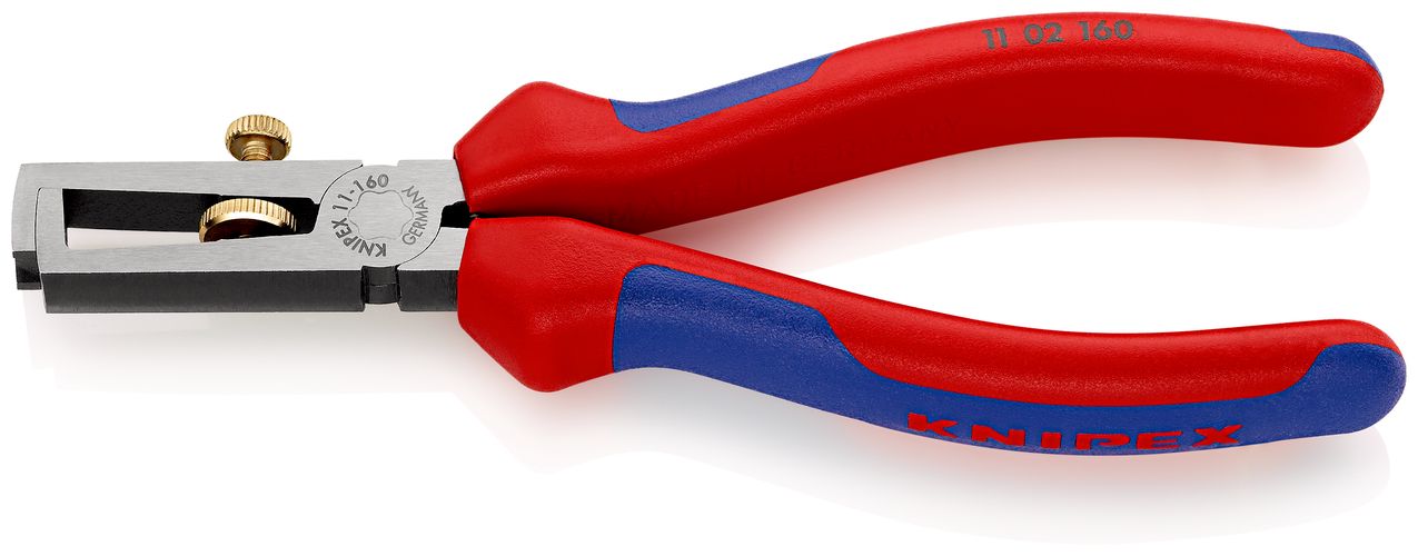 KNIPEX 11 02 160 Insulation Stripper with opening spring, universal with multi-component handles black atramentized 160 mm 11 02 160 4003773023180