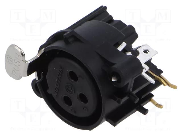 Connector: XLR; socket; female; PIN: 3; angled 90°; THT; black; 6A NEUTRIK NTR-NC3FAAH2