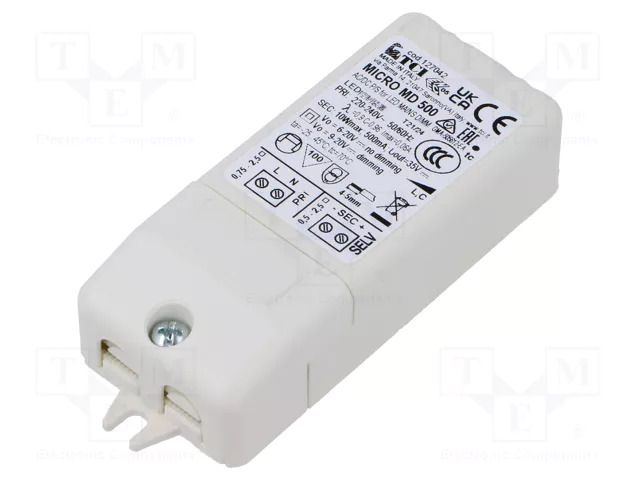 Power supply: switching; LED; 6÷20VDC; 500mA; 220÷240VAC; IP20 TCI 127042