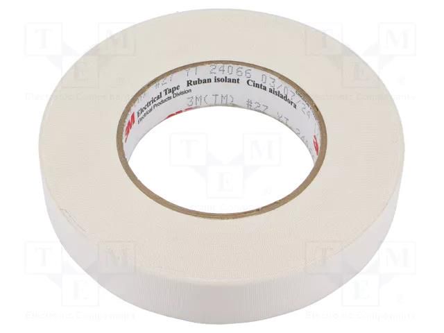 Tape: electrical insulating; W: 25mm; L: 55m; Thk: 0.177mm; white 3M 3M-27-25