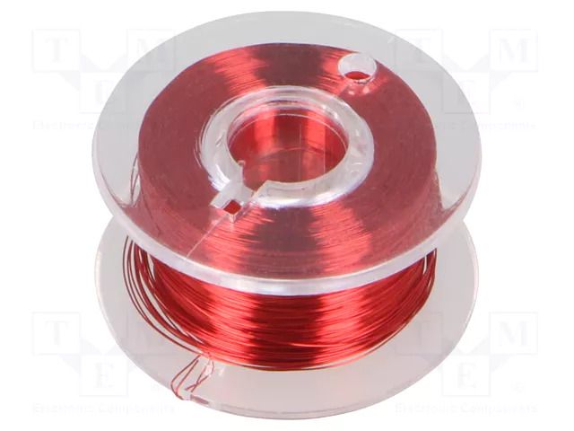 Silver plated copper wires; 0.1mm; red; Cu,silver plated; 100m DONAU ELEKTRONIK D-LD10-0