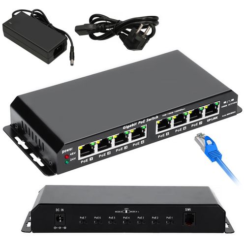 Extralink KRATOS | PoE Switch | 7x Gigabit PoE, 1x Uplink RJ45, Power Supply 24V 2.5A, 60W, EXTRALINK EX.1025 5902560361025