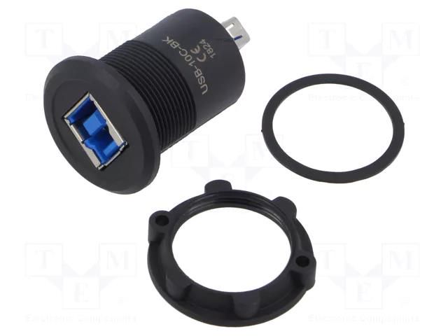 Adapter; USB A socket,USB B socket; USB 3.0; Thread: M22; 1÷10mm ONPOW USB-10C-BK