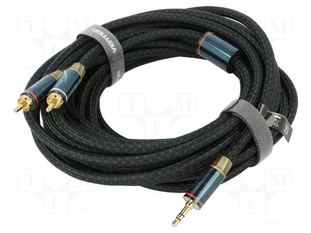 Cable; Jack 3.5mm 3pin plug,RCA plug x2; 8m; black; textile VENTION BCSGK