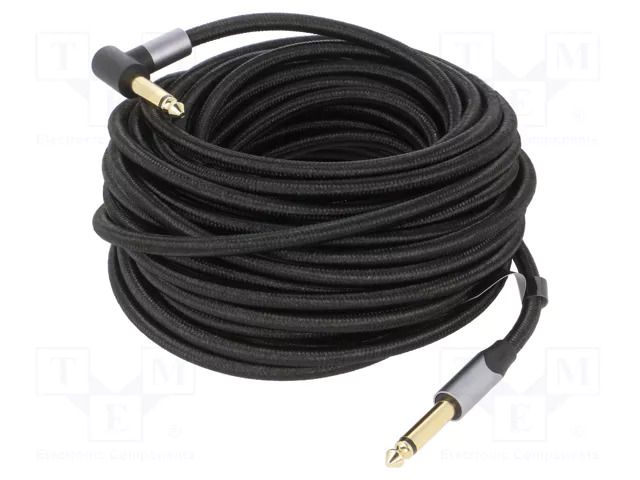Cable; Jack 6,35mm plug,Jack 6.35mm angled plug; 10m; black VENTION BKEHL