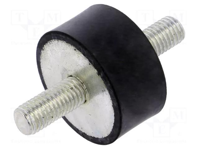 Vibration damper; M10; Ø: 40mm; rubber; L: 20mm; Thread len: 23mm ELESA+GANTER EG-411333