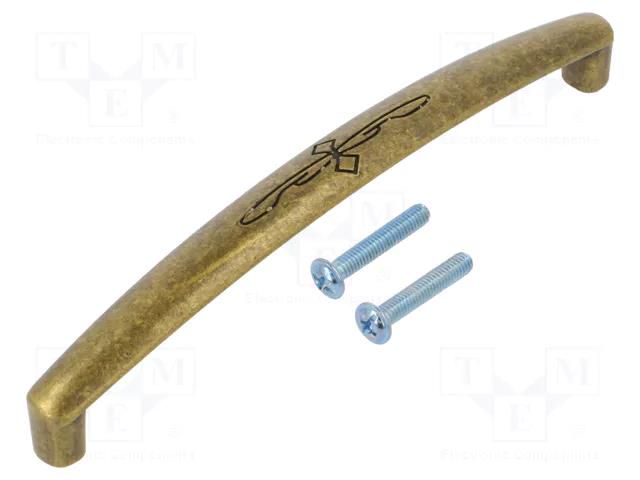 Holder; ZnAL; antique brass; H: 49mm; L: 136mm; W: 13mm; OLBIA; handle GTV Poland GTV-UZ-OLBIA-12804