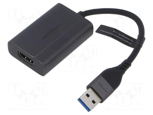 Adapter; HDMI socket,USB A plug,USB C plug; nickel plated; grey VENTION ACYHB