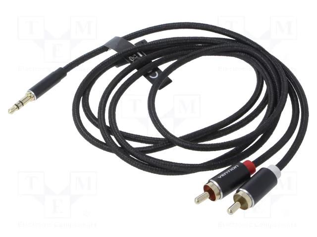 Cable; Jack 3.5mm 3pin plug,RCA plug x2; 1.5m; textile VENTION BCPBG