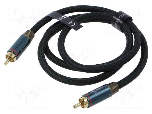 Cable; RCA plug,both sides; 1m; Plating: gold-plated; black VENTION BCTGF