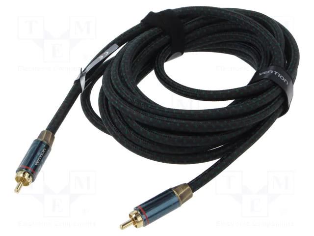 Cable; RCA plug,both sides; 5m; Plating: gold-plated; black VENTION BCTGJ