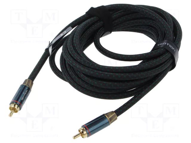 Cable; RCA plug,both sides; 5m; Plating: gold-plated; black VENTION BCTGJ