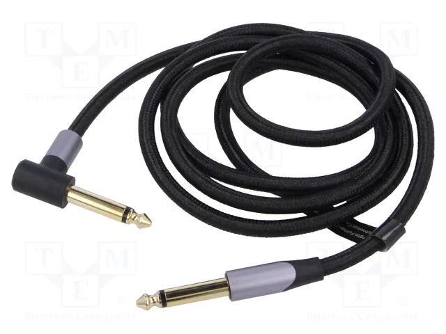 Cable; Jack 6,35mm plug,Jack 6.35mm angled plug; 1.5m; black VENTION BKEHG