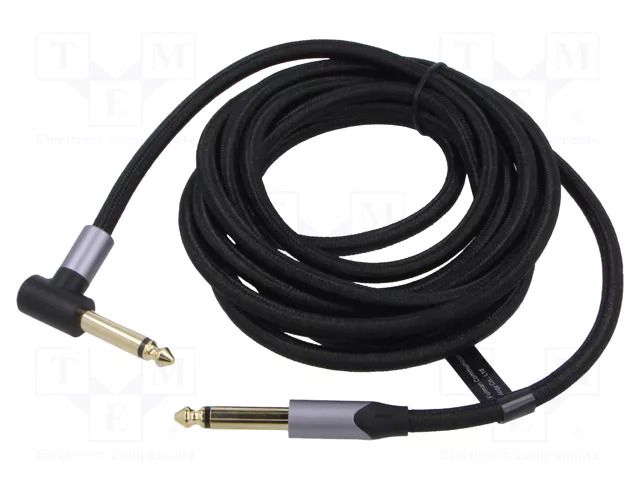Cable; Jack 6,35mm plug,Jack 6.35mm angled plug; 3m; black VENTION BKEHI