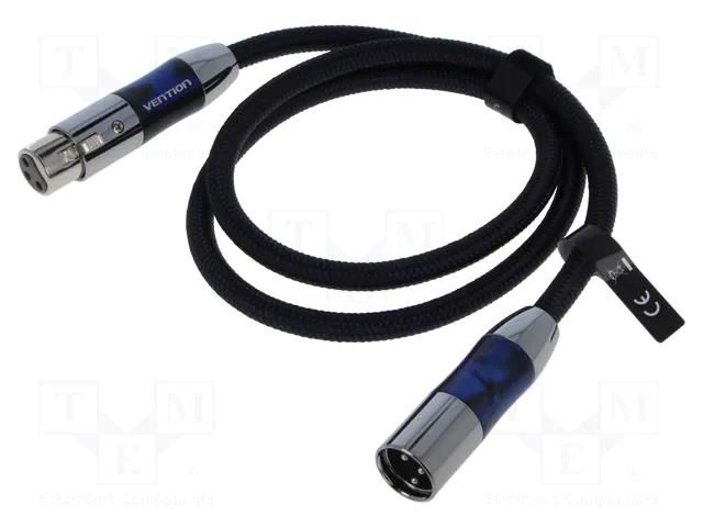 Cable; XLR male 3pin,XLR female 3pin; 1m; Plating: nickel plated VENTION BLALF