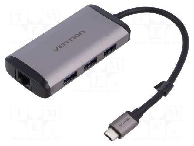 Hub USB; USB 3.0; grey; Number of ports: 6; 0.15m; ABS,aluminium VENTION CNCHB