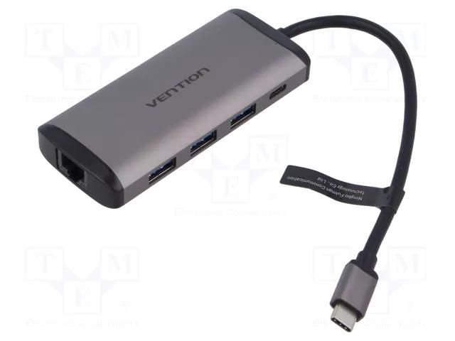 Hub USB; USB 3.0; grey; Number of ports: 8; 0.15m; ABS,aluminium VENTION CNDHB