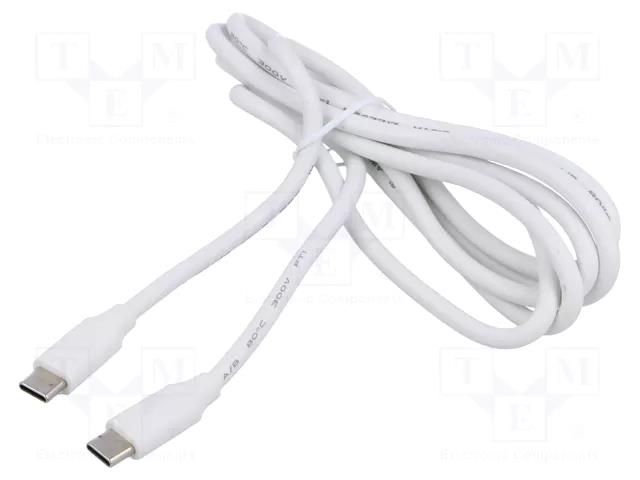 Cable; USB 2.0; USB C plug,both sides; 1.5m; white; PVC; 60W; 4.6A SUNNY ECUCUCRC15AW