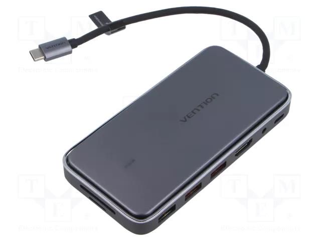 Hub USB; USB 3.0,USB 3.2; grey; Number of ports: 9; 0.15m VENTION TPYBB