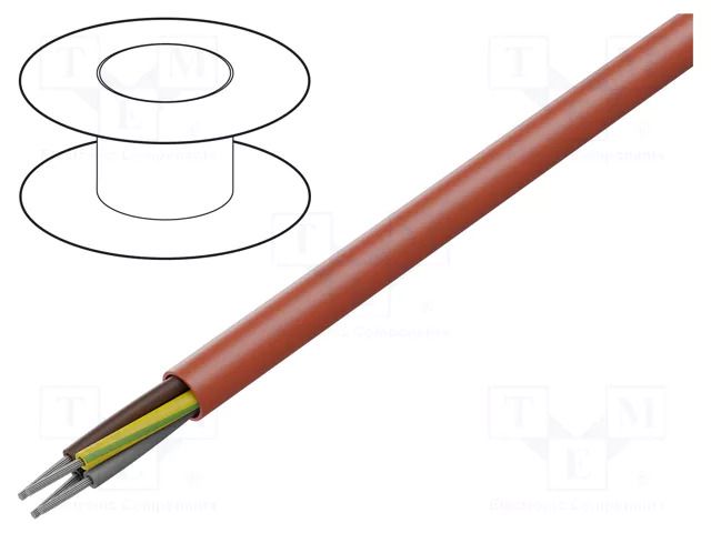 Wire; SiHF-J; 4G1.5mm2; Cu; stranded; silicone; red; -60÷180°C TKD TKD-2500180
