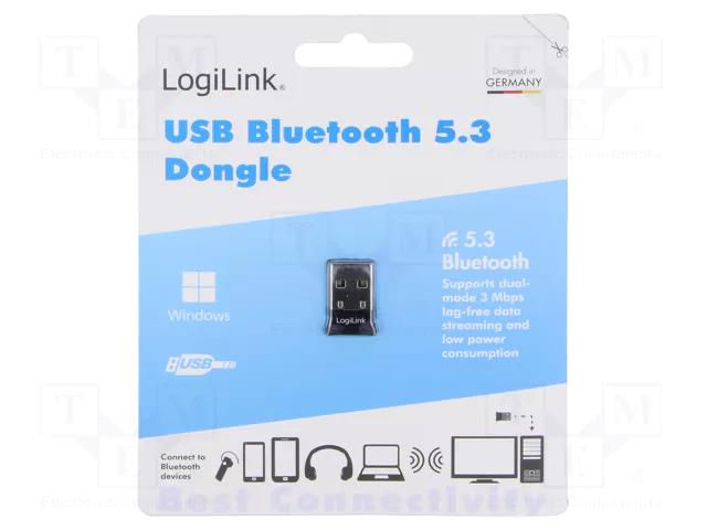 BT adapter; USB A plug; Bluetooth 5.3 + EDR; USB; 3Mbps; 20m LOGILINK BT0066