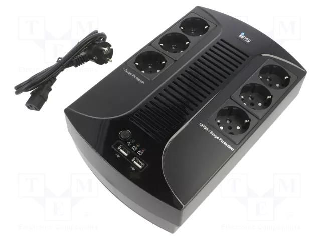 Power supply: UPS; with strip; 360W; 600VA; 230V; 205x285x94mm IPS DM1-LI-0K6-PC-1X7