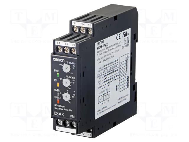 Voltage monitoring relay; for DIN rail mounting; K8AK-PM; SPDT OMRON K8AK-PM1