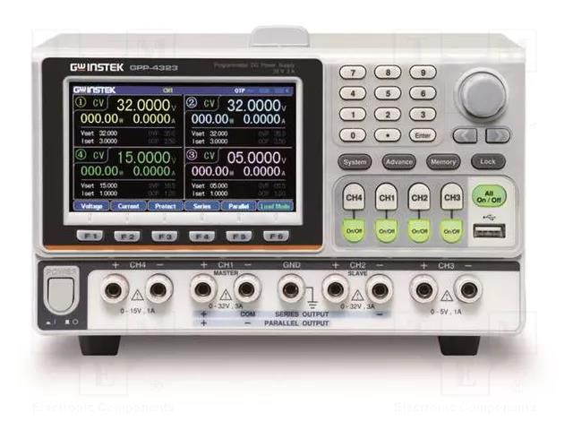 Power supply: programmable laboratory; Ch: 4; 0÷32VDC; 0÷3A; 0÷3A GW INSTEK GPP-4323