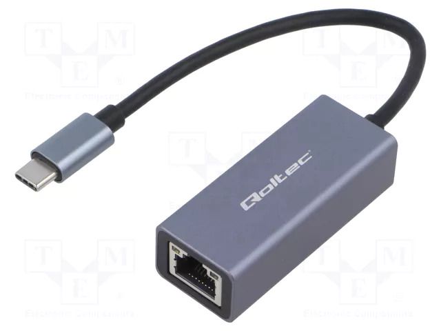 USB to Ethernet adapter; USB 3.1; PnP; grey; 0.18m; aluminium QOLTEC QOLTEC-50352
