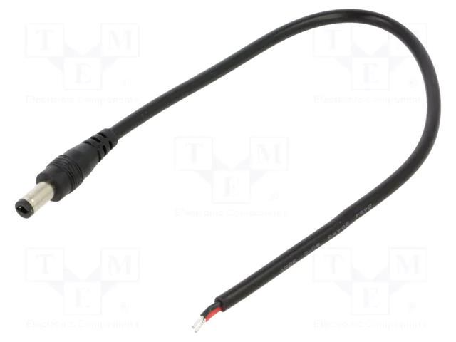 Cable; 2x0.5mm2; DC 5,5/2,5 plug; straight; black; 0.25m; -20÷80°C POS POSDC-Y-P25S-0.25