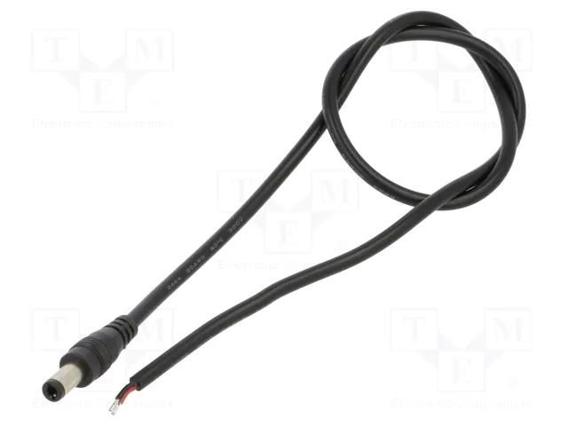 Cable; 2x0.5mm2; DC 5,5/2,5 plug; straight; black; 0.5m; -20÷80°C POS POSDC-Y-P25S-0.5