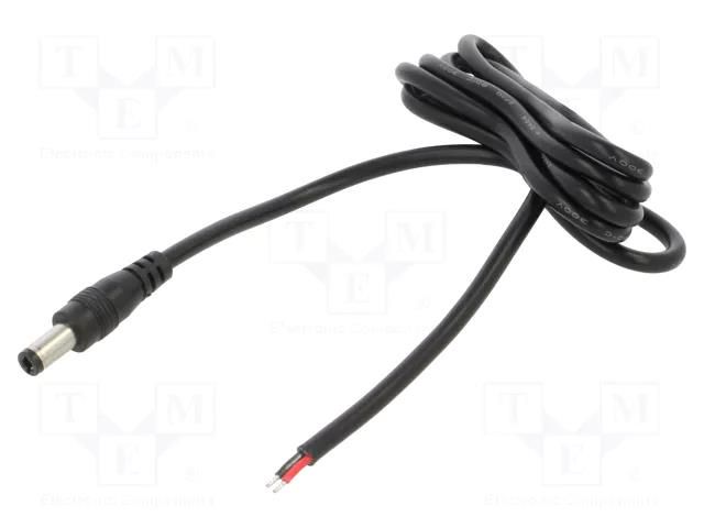 Cable; 2x0.5mm2; DC 5,5/2,5 plug; straight; black; 1m; -20÷80°C POS POSDC-Y-P25S-1.0