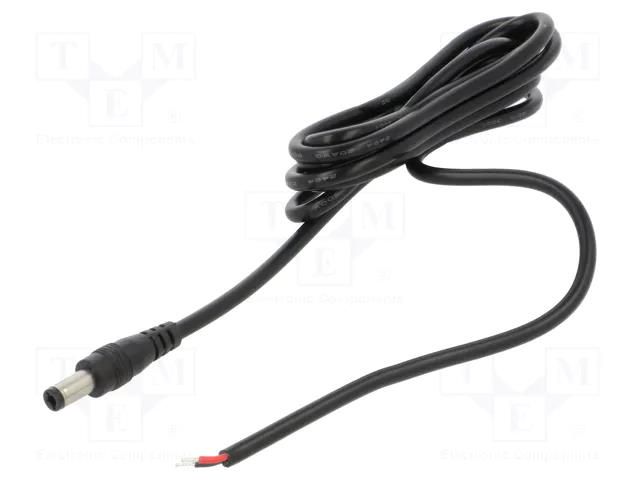 Cable; 2x0.5mm2; DC 5,5/2,5 plug; straight; black; 1.5m; -20÷80°C POS POSDC-Y-P25S-1.5