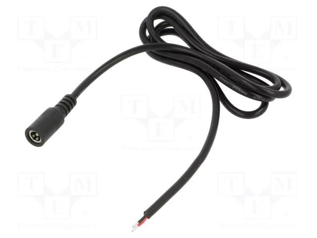 Cable; 2x0.5mm2; DC 5,5/2,1 socket; straight; black; 1m; -20÷80°C POS POSDC-Y-S21-1.0