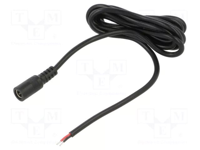 Cable; 2x0.5mm2; wires,DC 5,5/2,1 socket; straight; black; 1.5m POS POSDC-Y-S21-1.5