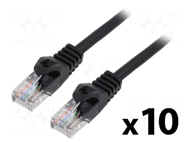 Patch cord; RJ45 plug,both sides; U/UTP; 5e; stranded; CCA; PVC LANBERG PCU5-20CC-0050-BK