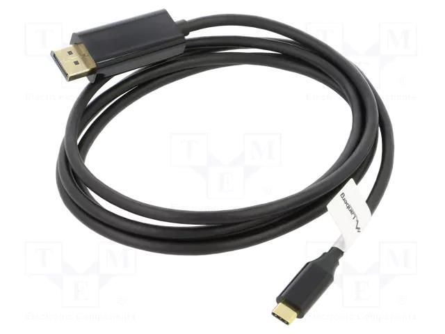 Adapter; DisplayPort 1.2,USB 3.2; DisplayPort plug,USB C plug LANBERG CA-CMDP10CU-0018BK