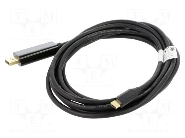 Adapter; DisplayPort 1.2,USB 3.2; DisplayPort plug,USB C plug LANBERG CA-CMDP10CU-0030BK