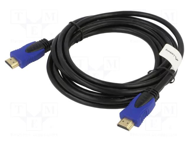 Cable; HDMI plug,both sides; PVC; 3m; black; HDMI 2.0; 30AWG LANBERG CA-HDMI20CU-0030BK