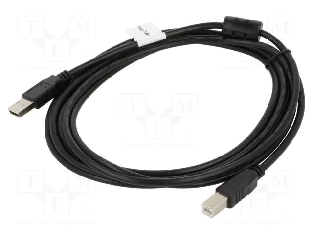 Cable; USB 2.0; USB A plug,USB B plug; gold-plated; 3m; black LANBERG CA-USBA11CC-0030BK