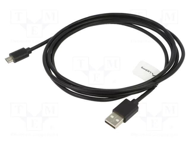 Cable; USB 2.0; USB A plug,USB B micro plug; gold-plated; 1.8m LANBERG CA-USBM20CU-0018BK
